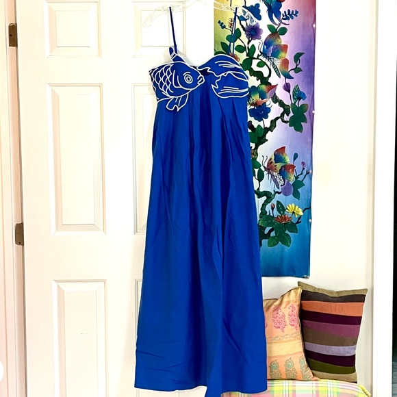 NWT Farm Rio Blue Fish Top Maxi Dress - Picture 9 of 16